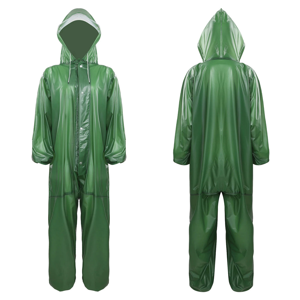 Adults Transparent Full-body Hooded Raincoat Portable Convenient One-piece Waterproof Raincoat Jumpsuit for Outdoor Workwear