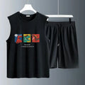 Summer Casual Men's Basketball 2-Piece Set Breathable T-shirt Jogging Shorts Street Sportwear Trendy Thin for Summer