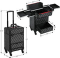 Rolling Makeup Train Case with Wheels, Lockable Travel Trolley, Sliding Drawers, Removable Divider in Black/Red