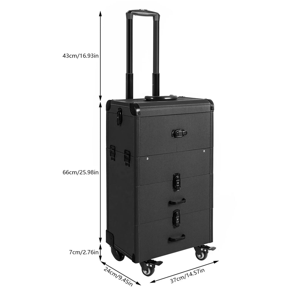 Rolling Makeup Case Professional Salon Use Trolley Organizer Lockable Box