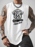 Mother Road 66 No. 1 Men's Large-Sized Loose-Fitting Sports V-Neck Shirt, Summer Breathable Quick-Drying Sleeveless T-Shirt