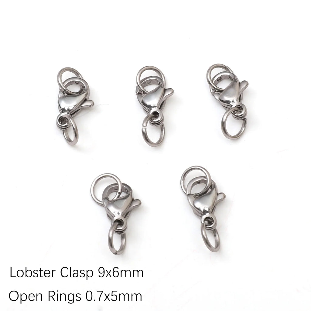 5-10Pcs Rhodium/Gold Color Stainless Steel Lobster Clasps With Rings DIY Bracelet Necklace Jewelry Making Connectors Accessories