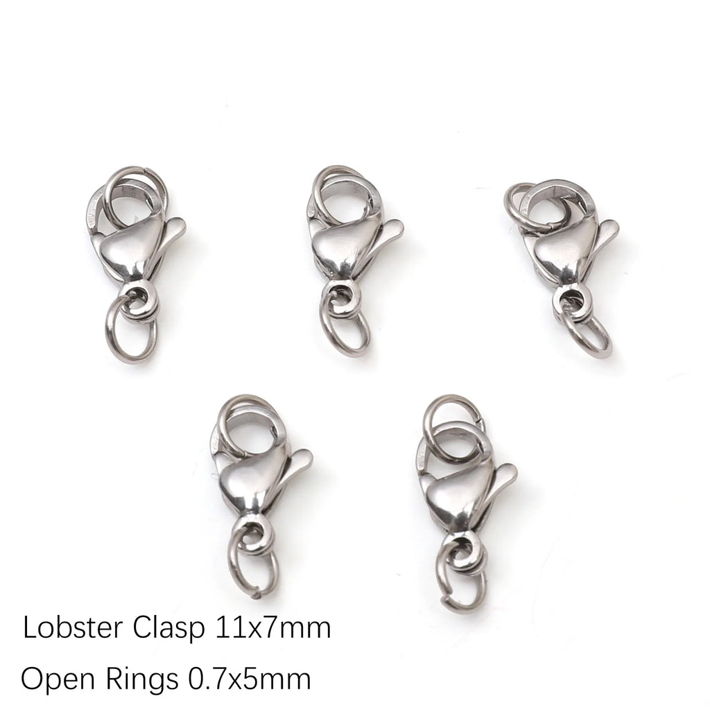 5-10Pcs Rhodium/Gold Color Stainless Steel Lobster Clasps With Rings DIY Bracelet Necklace Jewelry Making Connectors Accessories