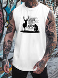 Men's large-sized fitness vest - breathable sleeveless training top with fitness print