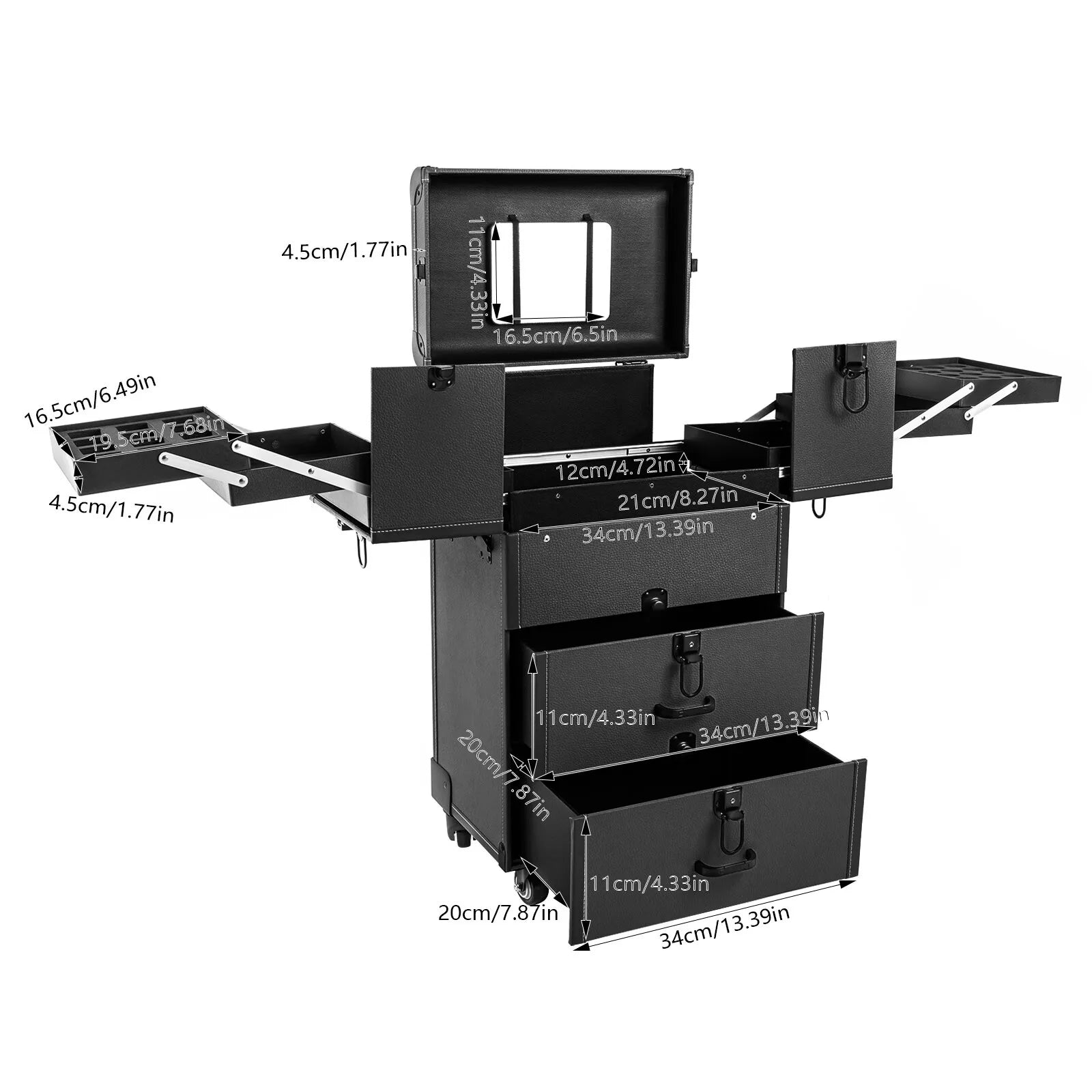 Rolling Makeup Case Professional Salon Use Trolley Organizer Lockable Box