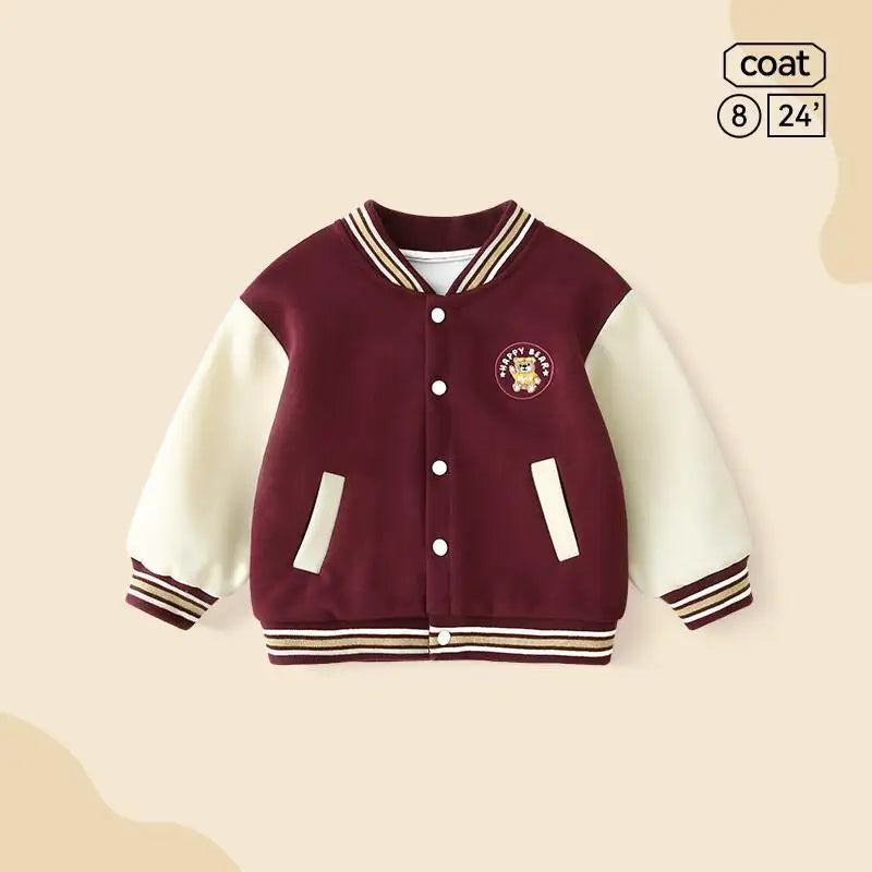 2025new boys and girlsOuterwear spring utumn clothing uniforms trend Casual Outfit handsome Long Sleeve Cartoon baseball jacket