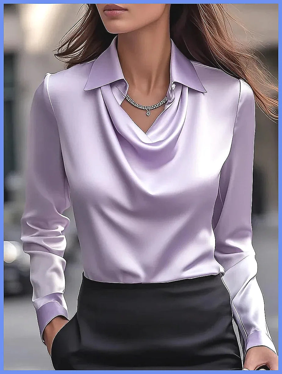 Vintage Satin Blouse Women Long Sleeve Elegant Silk Shirt Luxury Commuting Tops