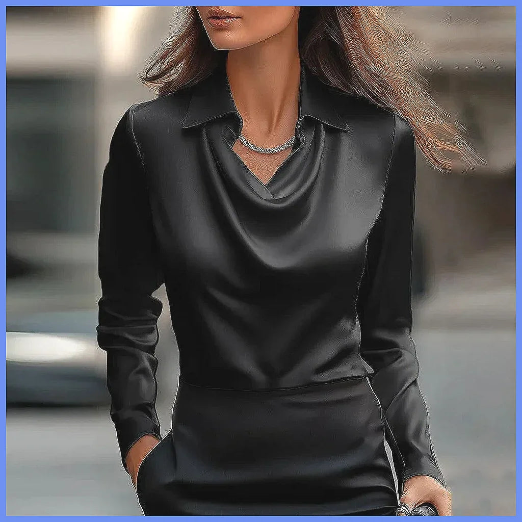 Vintage Satin Blouse Women Long Sleeve Elegant Silk Shirt Luxury Commuting Tops
