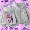 Style Girls' Sport Shirt Kpop Demon Hunters Children's Zippered Hooded Casual Jacket Spring-Autumn Long-Sleeved Cartoon Print