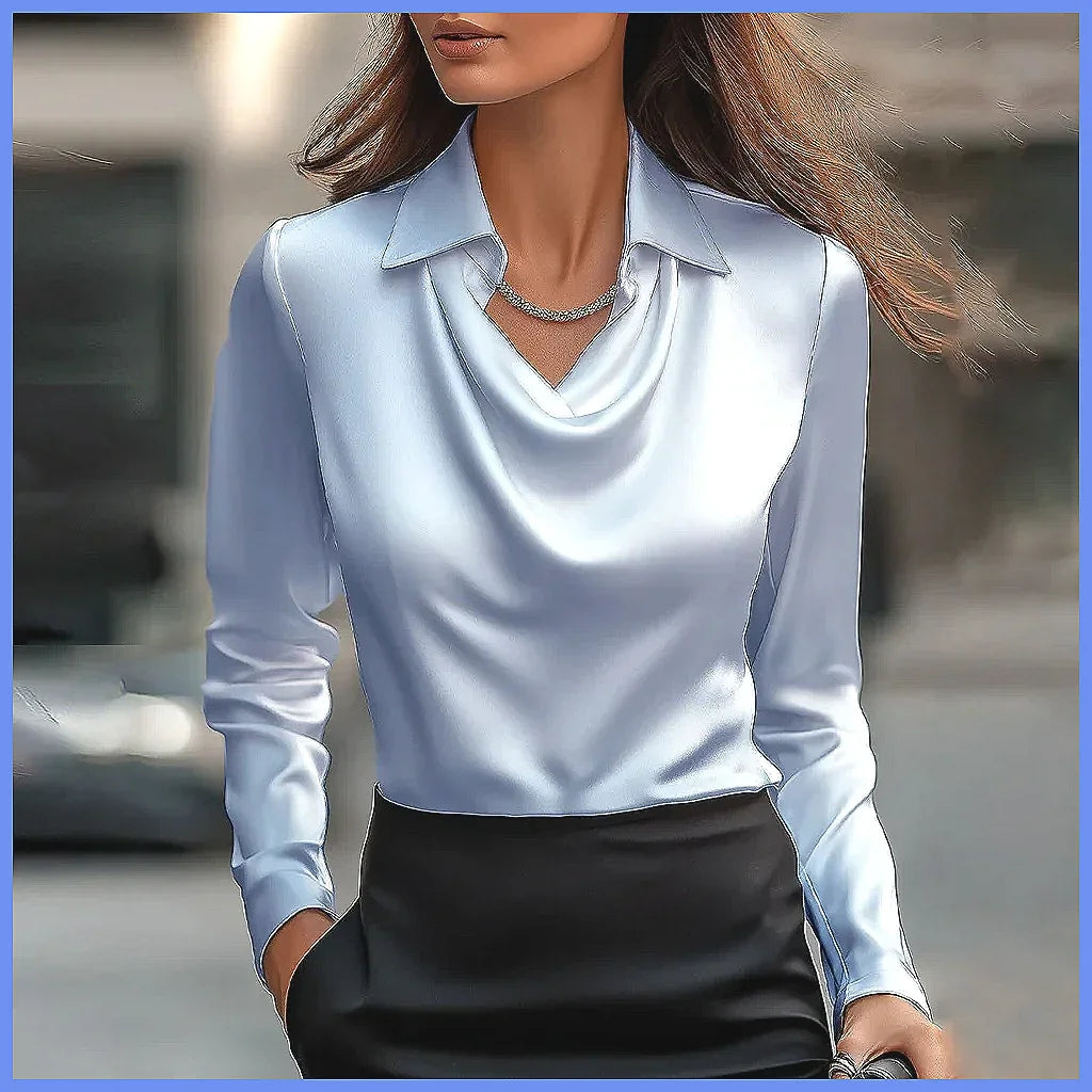 Vintage Satin Blouse Women Long Sleeve Elegant Silk Shirt Luxury Commuting Tops