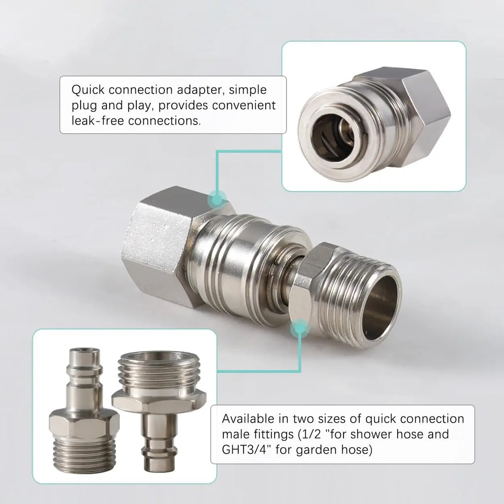 All Metal RV Quick Connect Faucet, 4" Shower Valve Kit for Camper Outside Replacement in Brushed Nickel