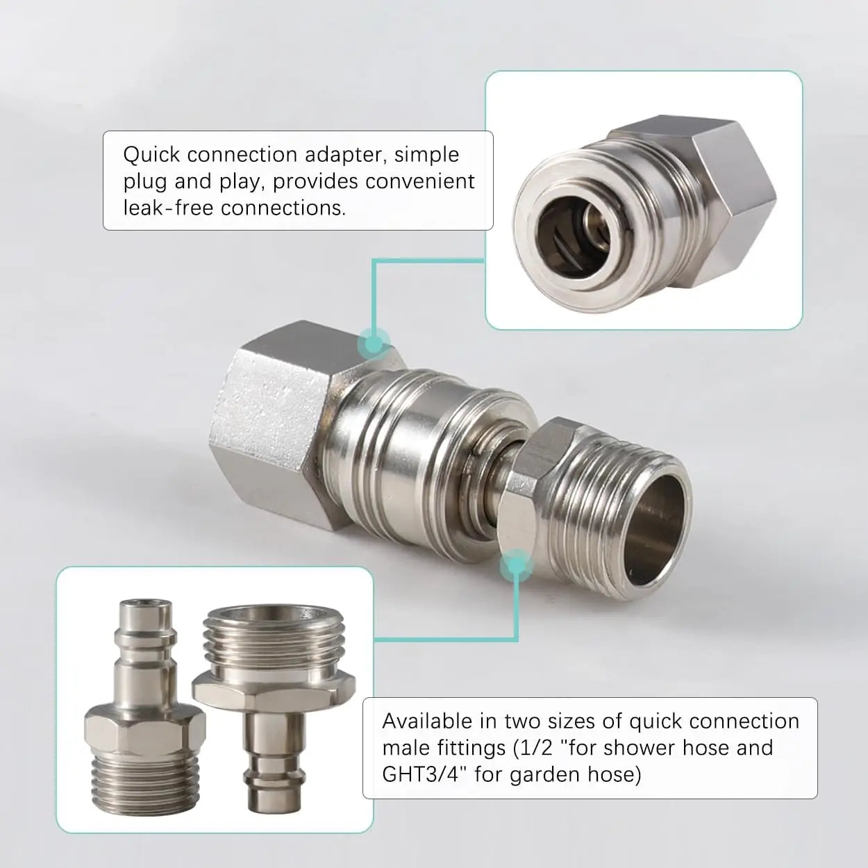 All Metal RV Quick Connect Faucet, 4" Shower Valve Kit for Camper Outside Replacement in Brushed Nickel