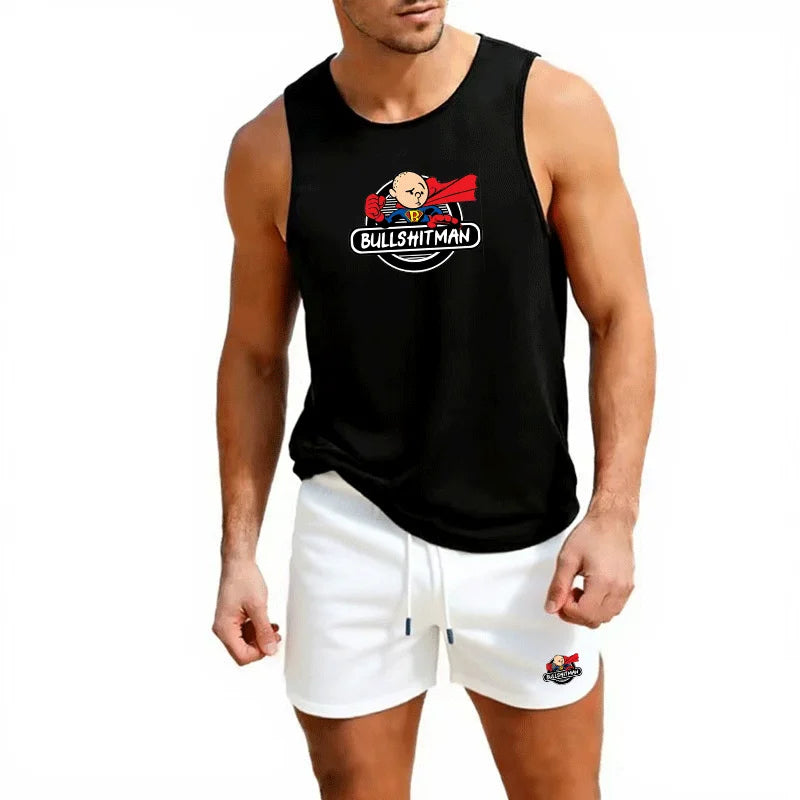 This men’s short-sleeve suit set blends casual comfort with modern style.  fabric a sharp, neat look.